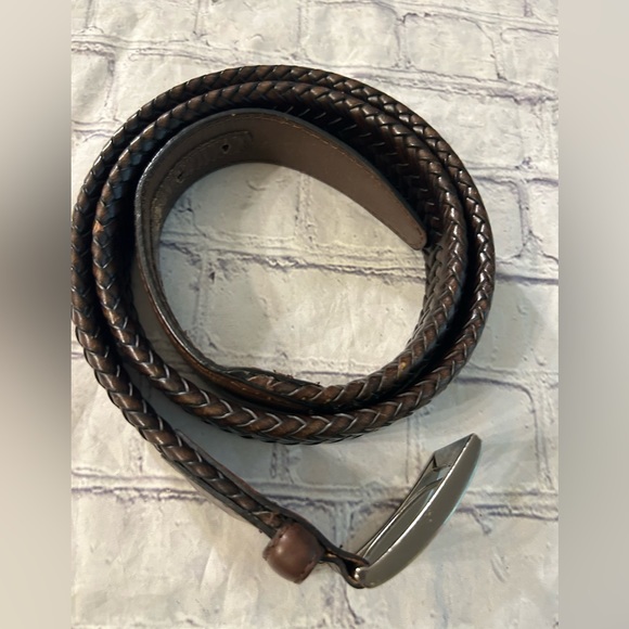 AID HANDCRAFTED GENUINE LEATHER MENS BROWN WOVEN BELT SIZE 38 - Picture 7 of 7